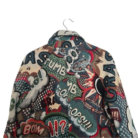 Vilagallo Comic Book Print Jacquard Button Front Coat EU 44 - Picture 5 of 16